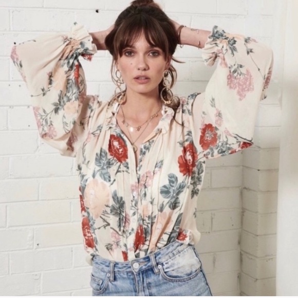 Anthropologie Tops - Anthro Maeve Puff Dramatic Sleeves Sky Blue Blouse